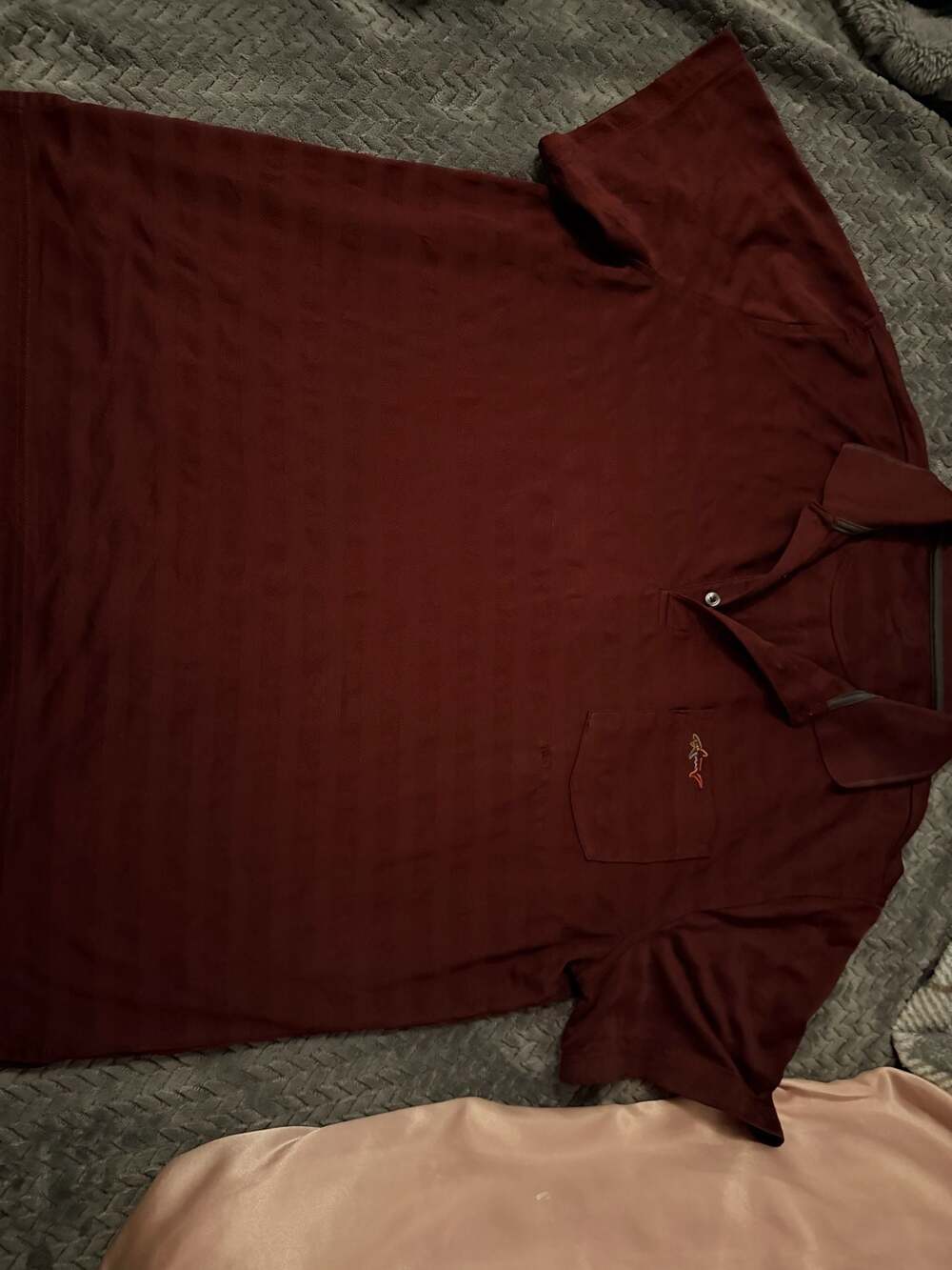 Greg Norman Burgundy Textured Golf Polo Shirt with Shark Logo
